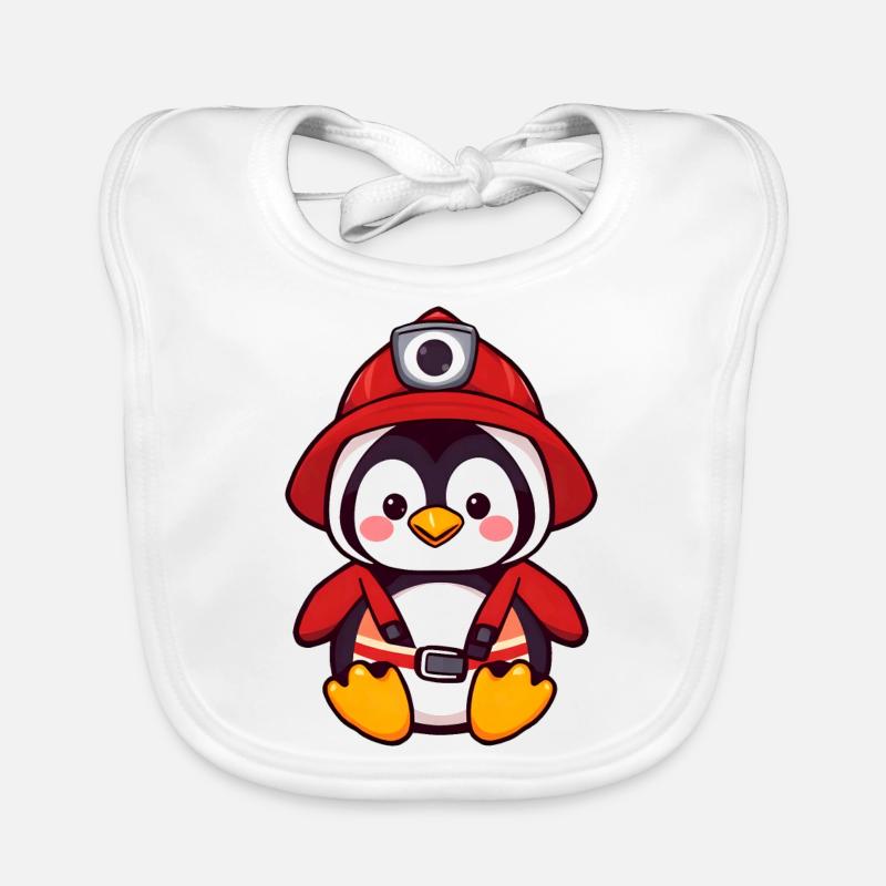 Pinguin-Feuerwehrmann bei der Rettung Baby Bio-Lätzchen