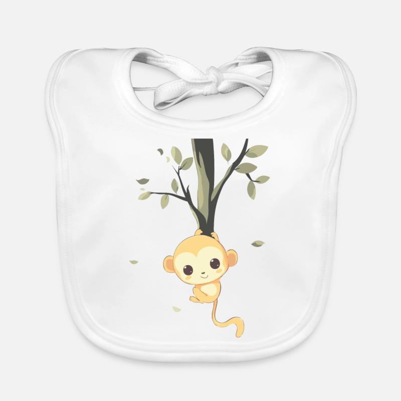 A monkey jumps from the tree - design by a monkey Organic Baby Bibs