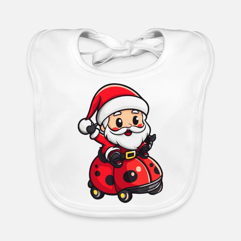 Marienkäfer Weihnachtsmann Cartoon - Baby Bio-Lätzchen - Weiß