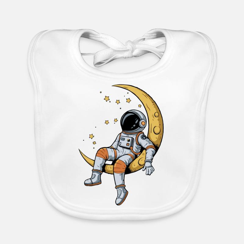 Astronaut auf der Mondsichel – Träumer im All Baby Bio-Lätzchen