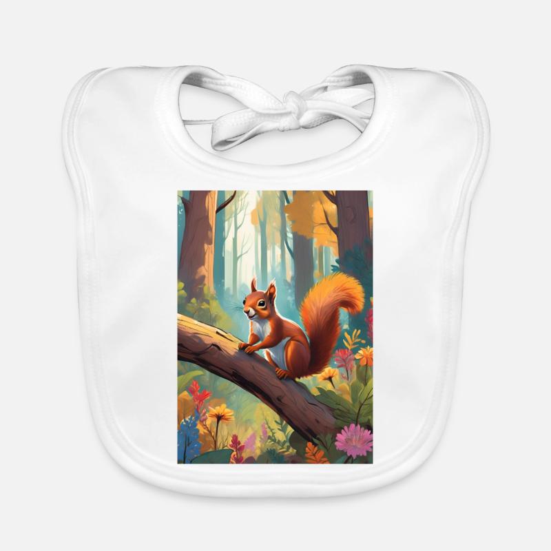 Eichhörnchen im Wald Grün Baby Bio-Lätzchen