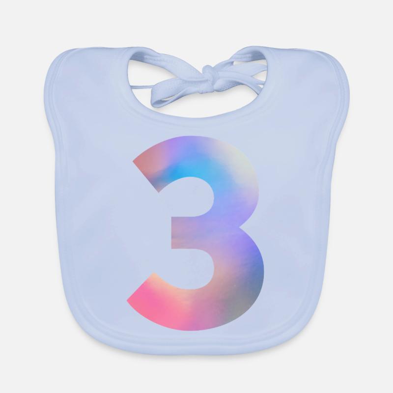 Colorful Number 3 Organic Baby Bibs