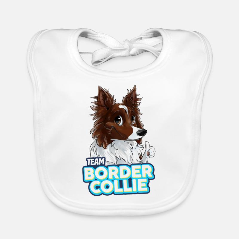TEAM Border Collie Poils Longs - Rouge Bavoir bio Bébé