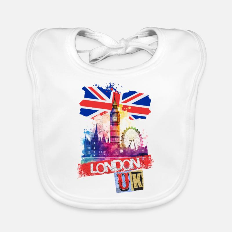 Londres, Angleterre, ville, Skyline, Big Ben, Éclaboussure colorée Bavoir bio Bébé