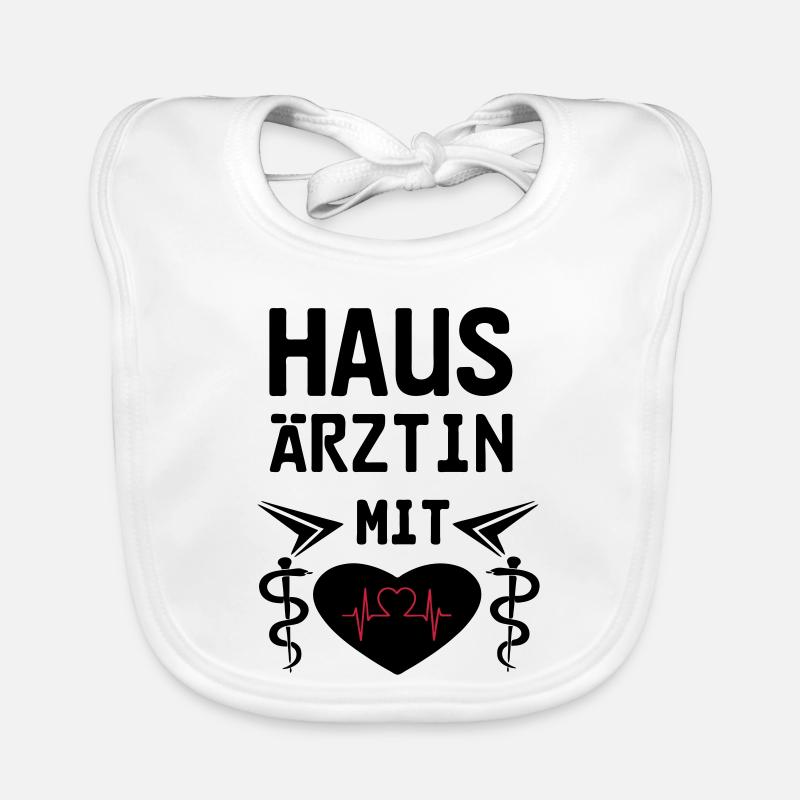 Hausärztin mit Herz Geschenk - Baby Bio-Lätzchen - Weiß