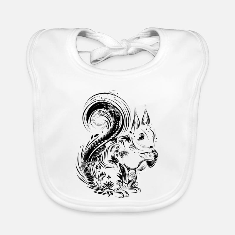 Eichhörnchen mit Eichel in den Pfoten Baby Bio-Lätzchen