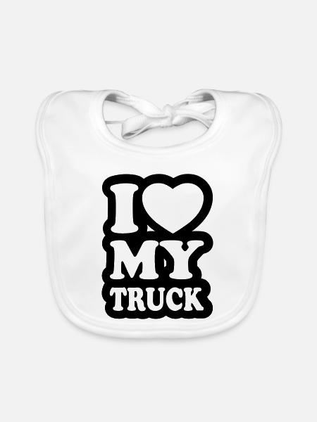 I love my truck - Organic Baby Bibs - white - Front