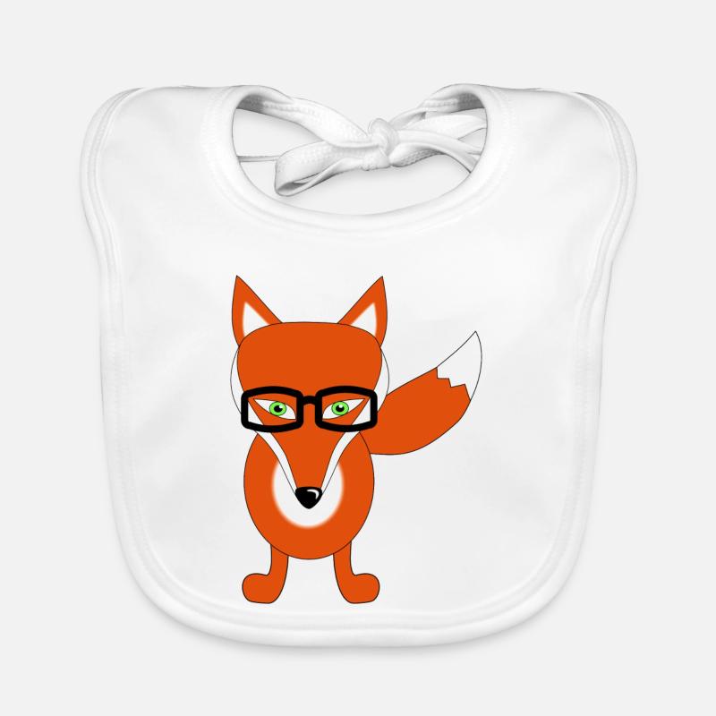 fuchs mit brille - Baby Bio-Lätzchen - Weiß