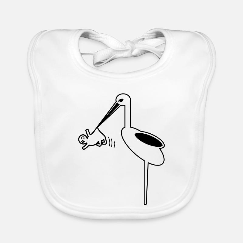 Storch mit Baby Hebamme, Klapperstorch Geburt Baby Bio-Lätzchen