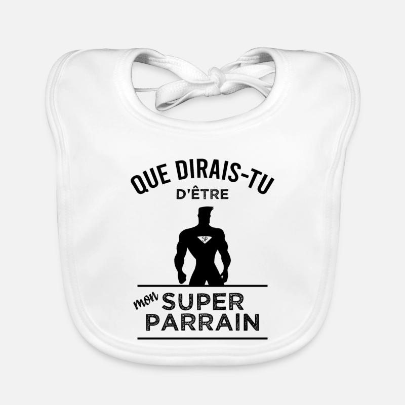 Deviens mon super parrain - Bavoir bio Bébé - blanc