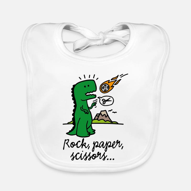 Rock paper scissors T-rex funny dinosaur comet Organic Baby Bibs