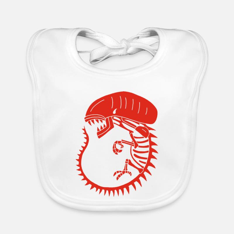 Squelette de monstre extraterrestre rouge - Bavoir bio Bébé - blanc