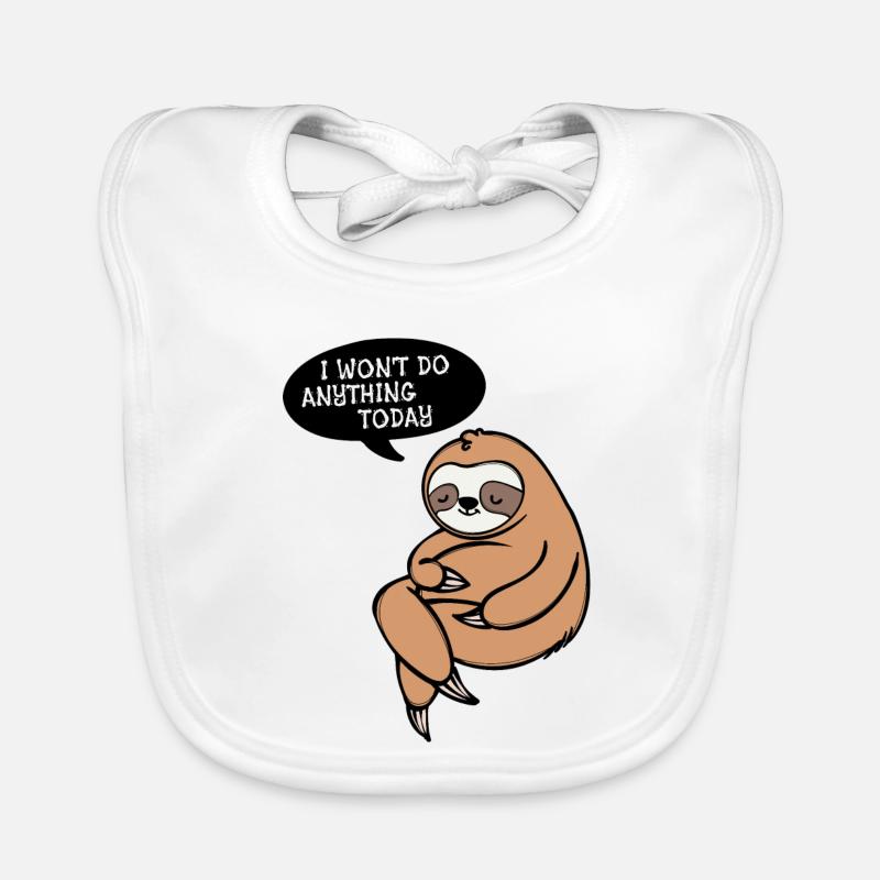 Sloth Lazy Animal Mammal Sleeping Statement Organic Baby Bibs