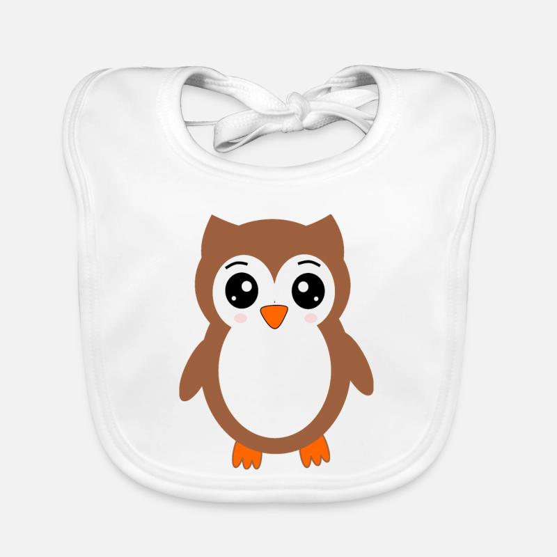 Protection des oiseaux hibou brun - Bavoir bio Bébé - blanc
