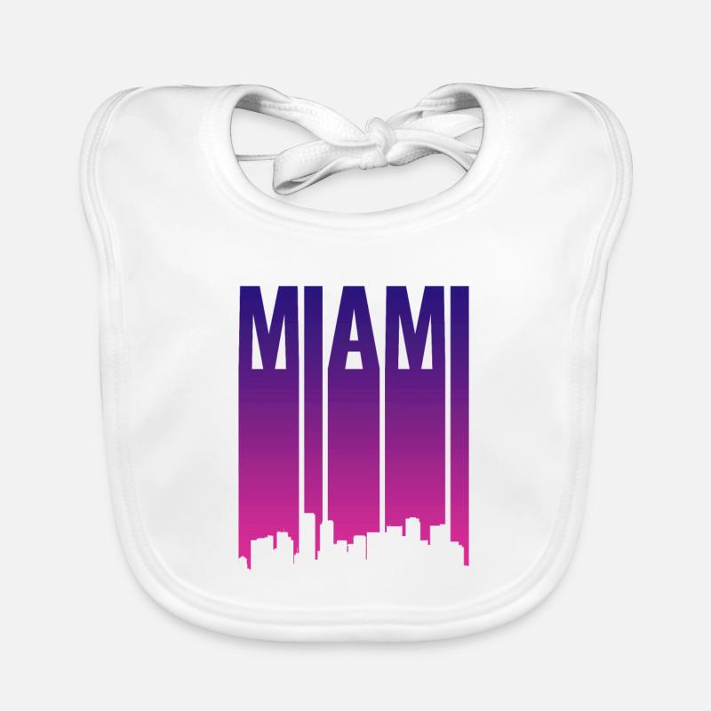Dégradé de la Skyline de Miami Bleu Rose Bavoir bio Bébé