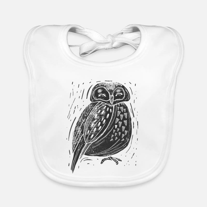 Night Owl Drawing Organic Baby Bibs