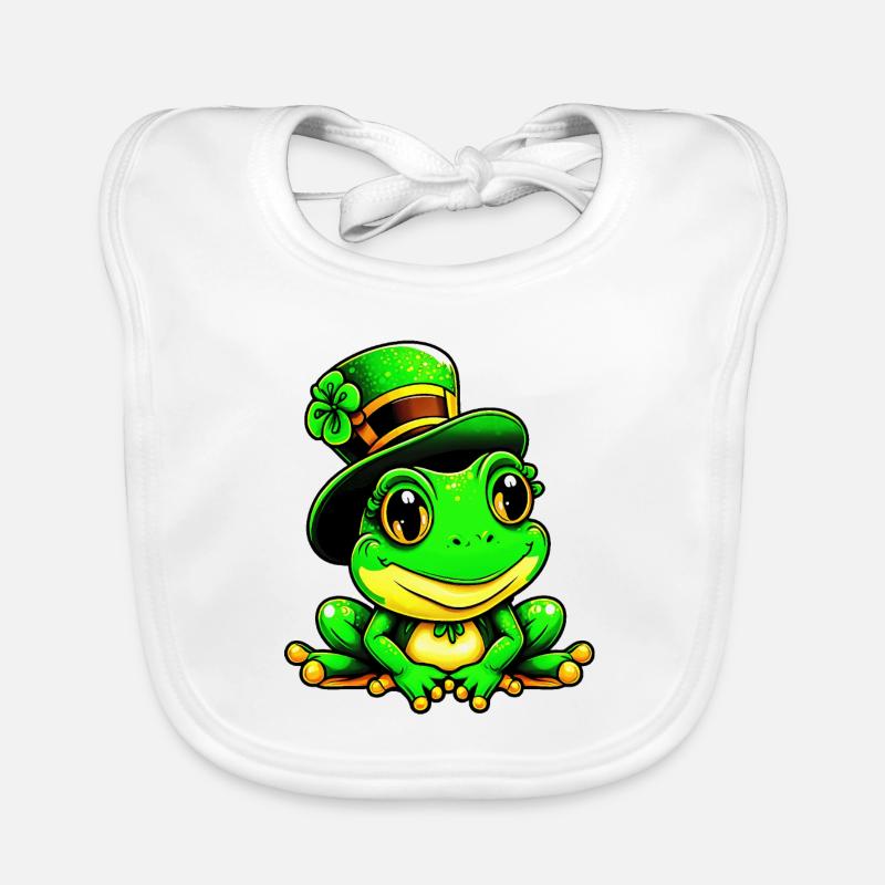 Mignonne grenouille magique le jour de la Saint-Patrick - Bavoir bio Bébé - blanc