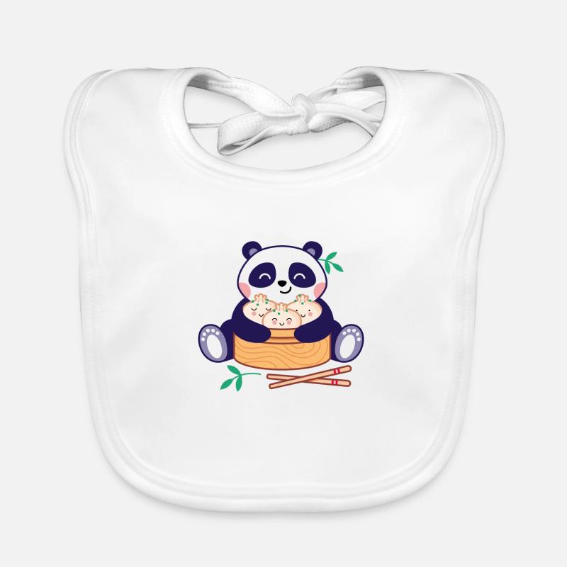 Panda with Dim Sum Organic Baby Bibs