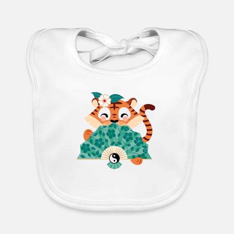 Tiger mit Fächer Baby Bio-Lätzchen