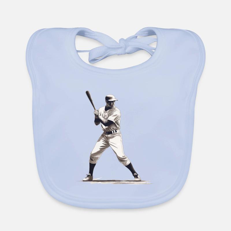 Baseball player with baseball bat Organic Baby Bibs