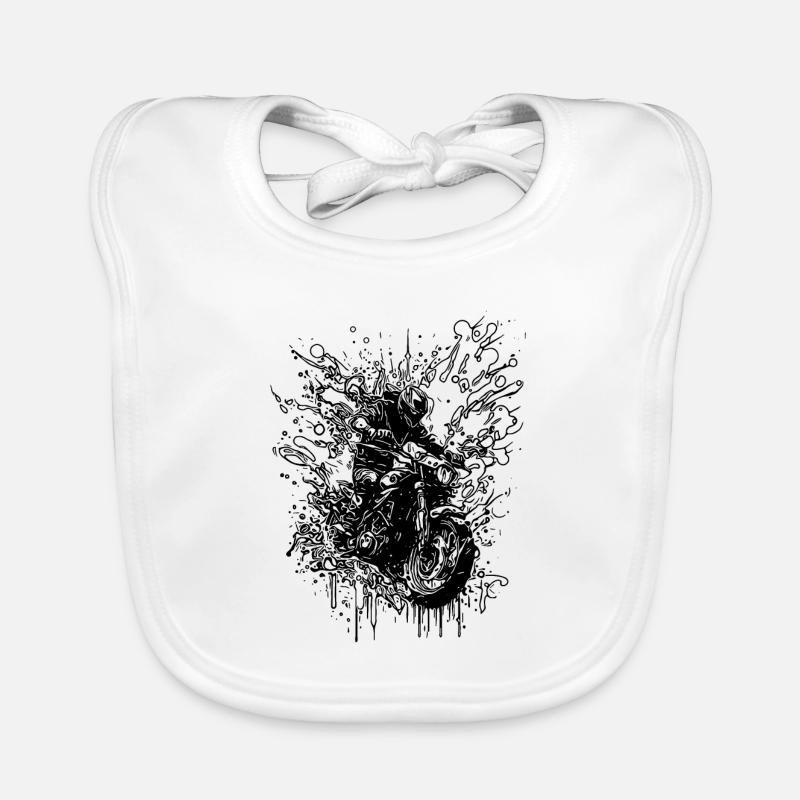 Motorcycle Off-Road Tattoo Splash Style Organic Baby Bibs