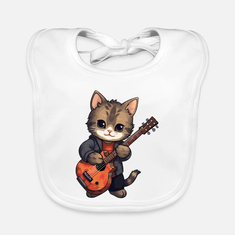 Chat avec guitare, gueule de bois, animaux de compagnie, chats Bavoir bio Bébé