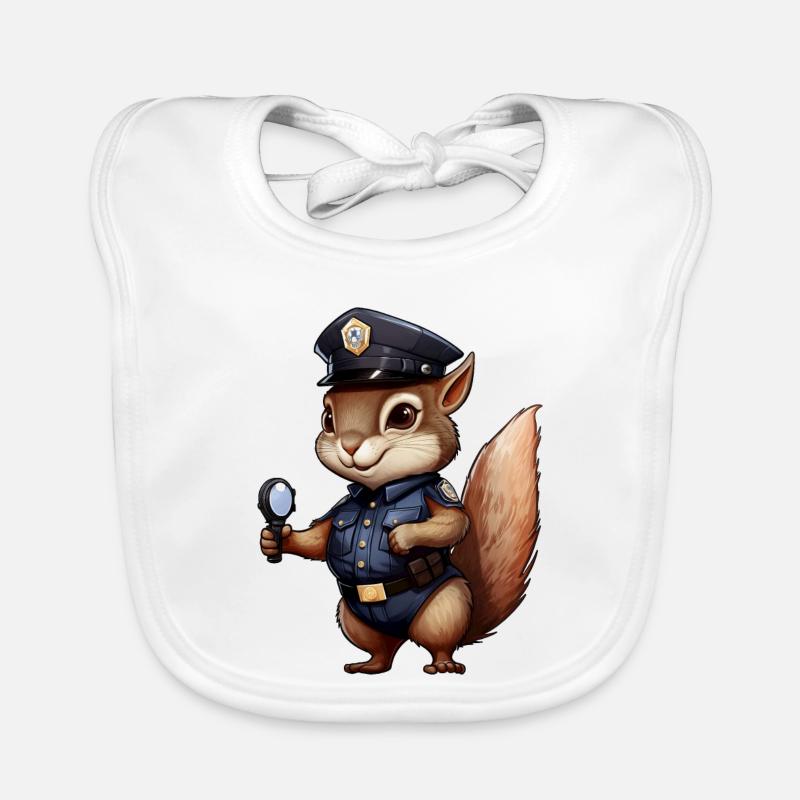 Squirrel Policewoman Organic Baby Bibs