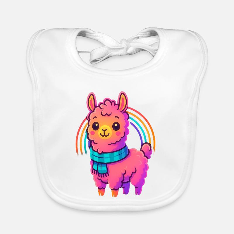 Süßes Kleines Lama Design | Comic Neon Tiermotiv Baby Bio-Lätzchen