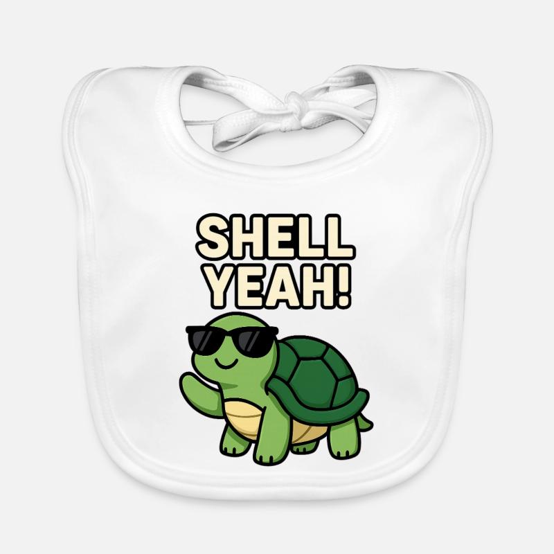 Cool Turtle with Sunglasses and Bold Text Organic Baby Bibs