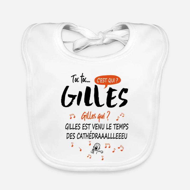 Name Gilles Geburtstag Geschenkidee Mann Baby Bio-Lätzchen