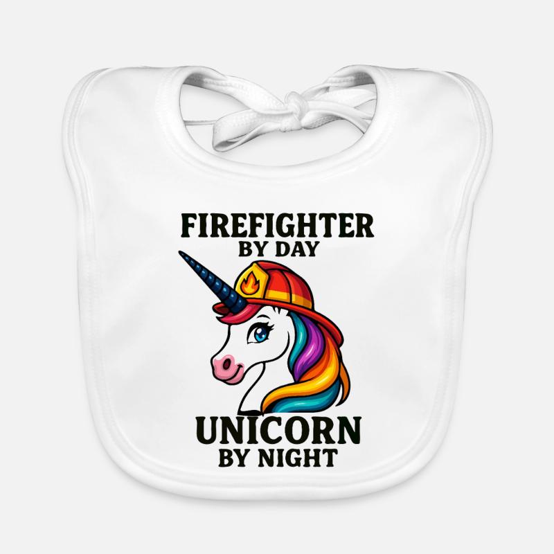 Licorne pompier de nuit Bavoir bio Bébé