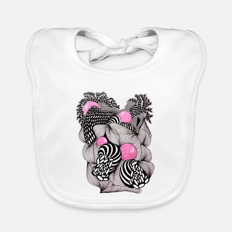 Boules de fleurs abstraites avec des accents roses - Bavoir bio Bébé - blanc