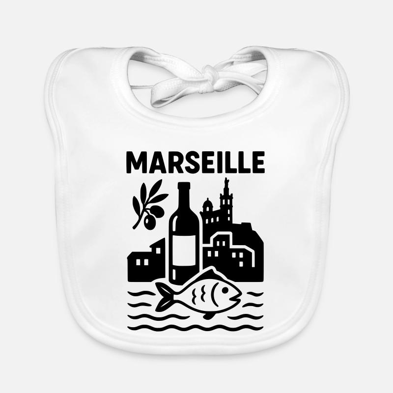 Marseille Silhouette - Bavoir bio Bébé - blanc