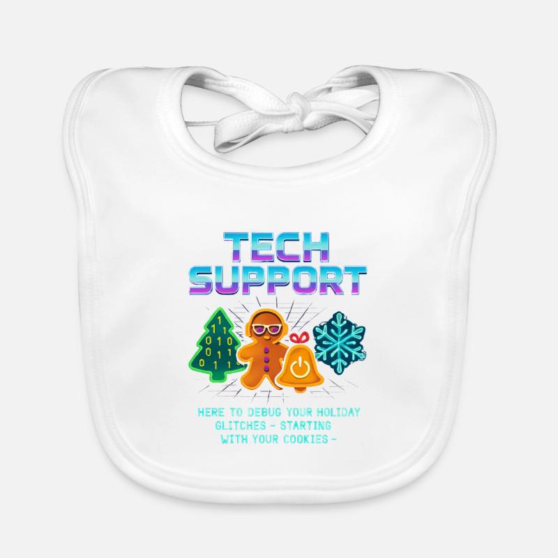 Soutien technique drôle pour déboger Noël - Bavoir bio Bébé - blanc