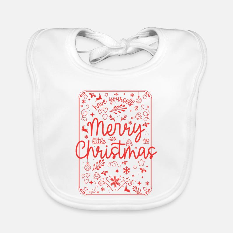 Merry Christmas Red Script Organic Baby Bibs