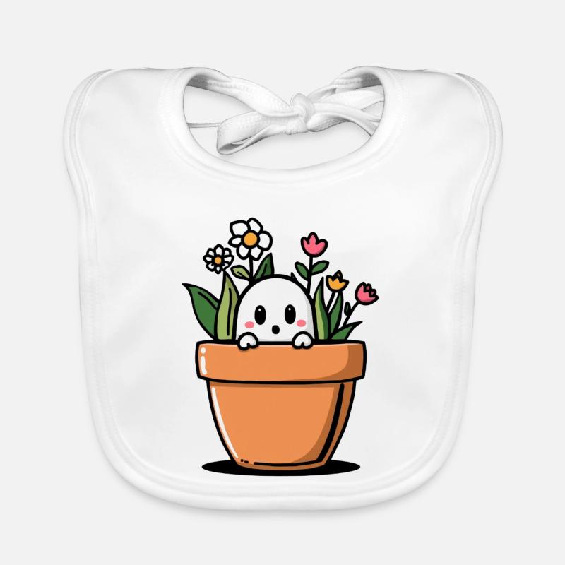 Schüchterner Geist hinter Blumentopf Baby Bio-Lätzchen
