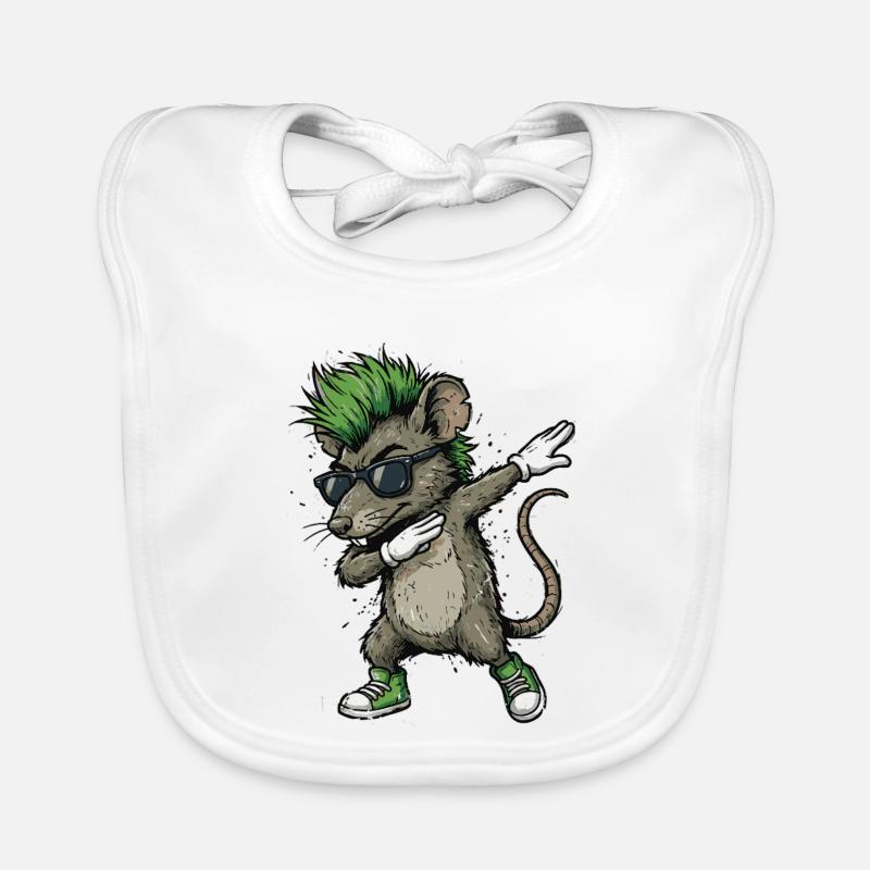 Punk Dabbing Rat Cartoon Organic Baby Bibs
