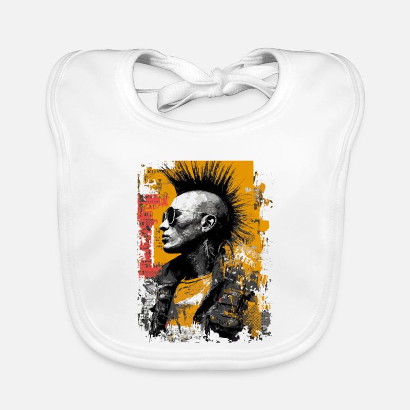 Punk with mohawk Organic Baby Bibs