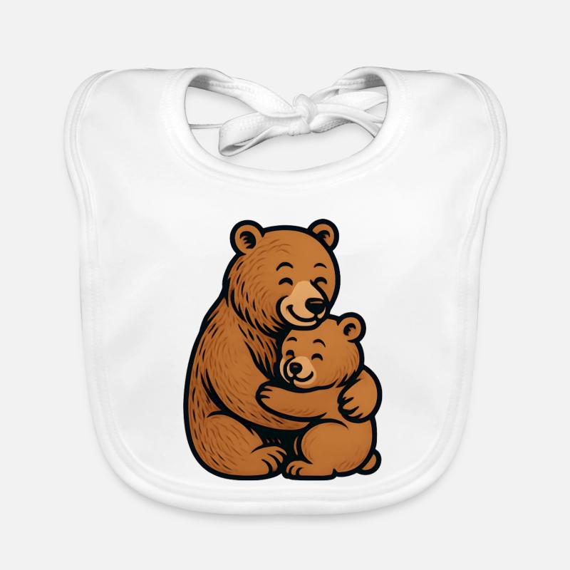 Des ours bruns s’embrassent en dessinant avec câlin Bavoir bio Bébé