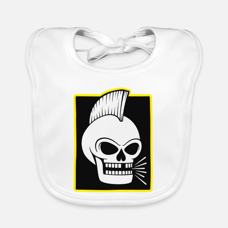 Punk Rock Skull With Mohawk Organic Baby Bibs