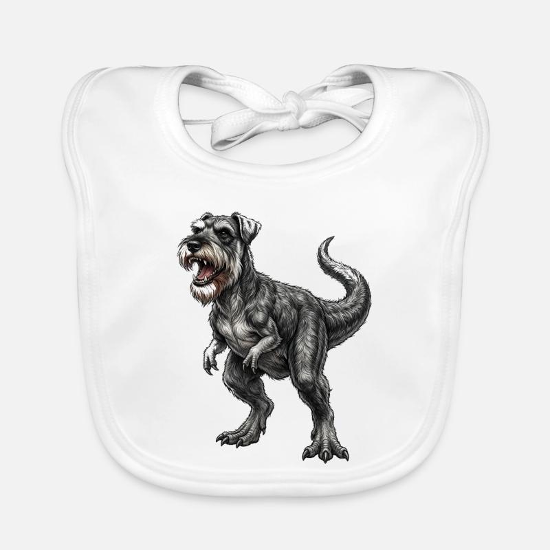 Schnauzer T - REX - Organic Baby Bibs - white