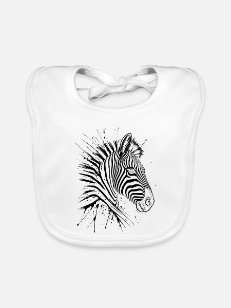 Zebra - Baby Bio-Lätzchen - Weiß - Vorne