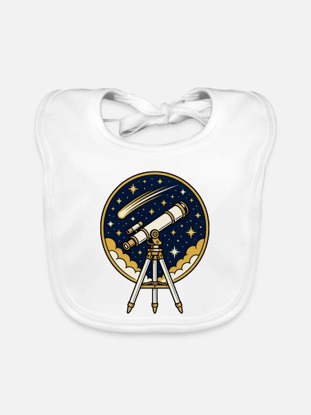 Teleskop Sternenhimmel Komet Astronomie Vektor Shi - Baby Bio-Lätzchen - Weiß - Vorne