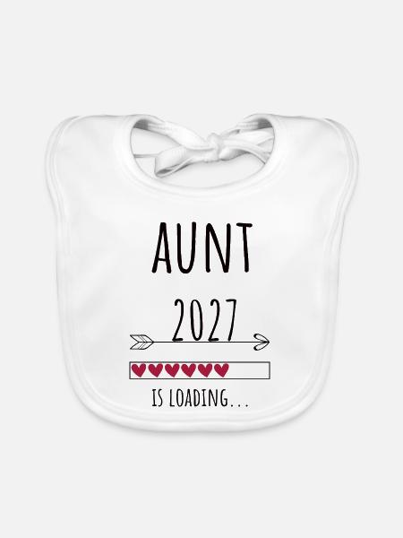 Pregnancy Announcement – Tante 2027 Geschenk - Baby Bio-Lätzchen - Weiß - Vorne