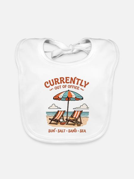 Currently Out Of Office Strand Urlaub Retro - Baby Bio-Lätzchen - Weiß - Vorne
