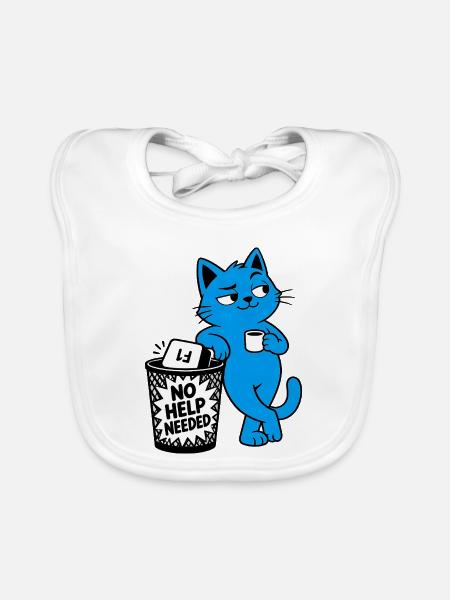 Chat-Geek-Rebell – Keine Hilfe gebraucht - Baby Bio-Lätzchen - Weiß - Vorne