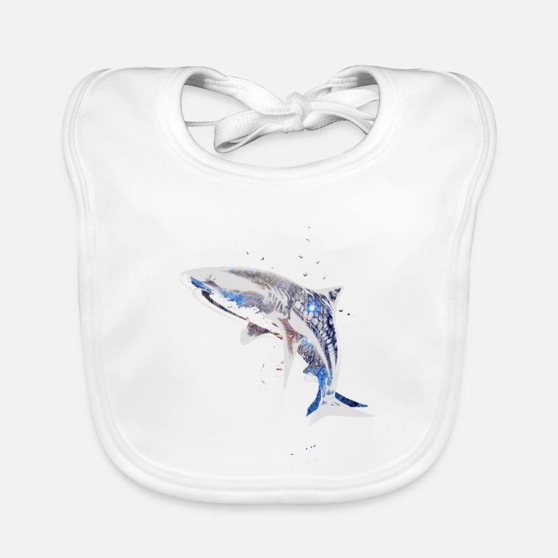 Requin, Requins, Poisson, Requin, Graffiti, Coloré, Gris Bavoir bio Bébé