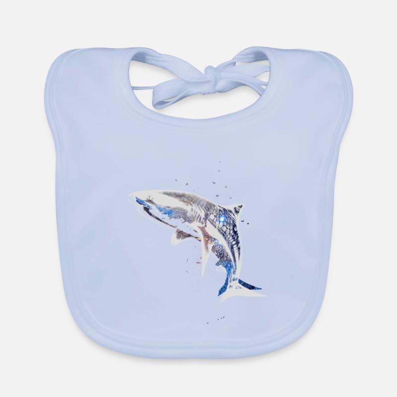 Requin, Requins, Poisson, Requin, Graffiti, Coloré, Gris Bavoir bio Bébé
