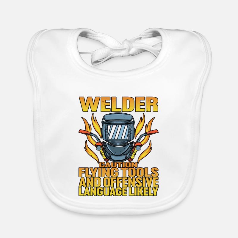 Welder, Flying Tools And Offensive Language Baby Bio-Lätzchen