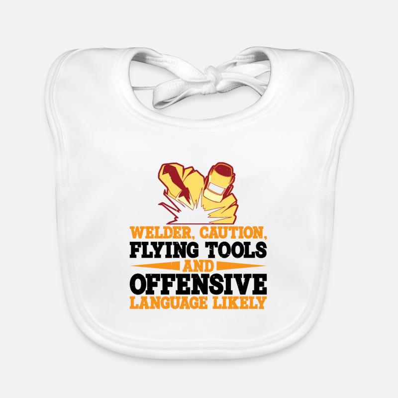 Welder, Flying Tools And Offensive Language 3 Baby Bio-Lätzchen